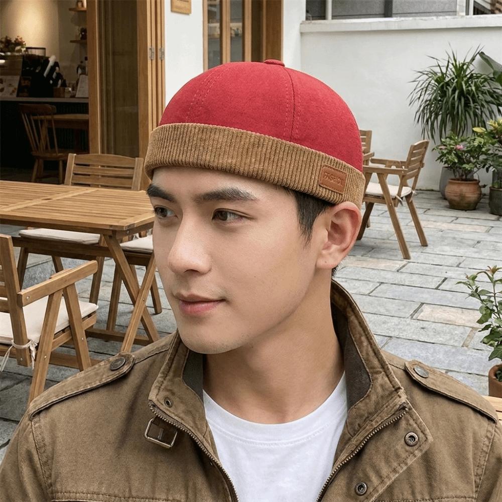 Brimless Dome Melon Cap Solid Color Bucket Cap Casual Landlord Hat Travel