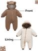 AIEOE Newborn Baby Long Sleeve Down Baby Bear Front Easy Baby Baby Shower Size 90 Jumpsuit, Romper, Hooded, Autumn/Winter, Coverall, Warm,