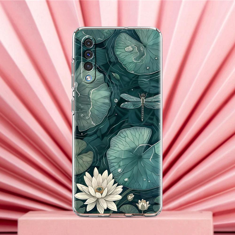 Phone Case For Samsung A56 A36 A26 A24 A16 A14 A12 A32 A50 A70 A20E A22 A40 A34 A54 A42 A52 5G A04s A06 Cover Lotus Pattern