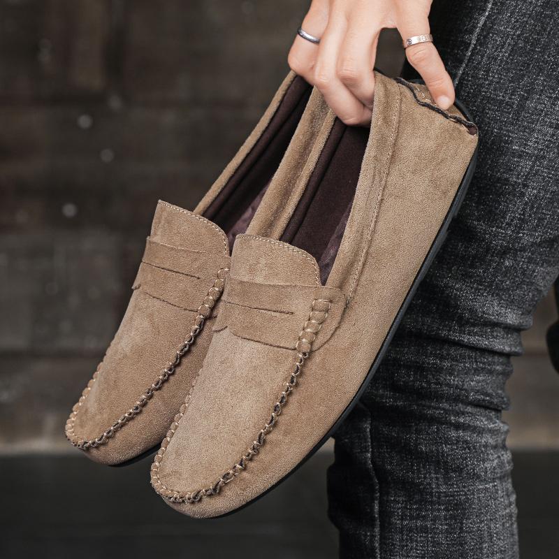 Fashion Winter Men Loafers Soft Suede Plush Warm Mens Casual Shoes Moccasins Slip On Flats Man Business Shoes Fashion Male Driving Shoes