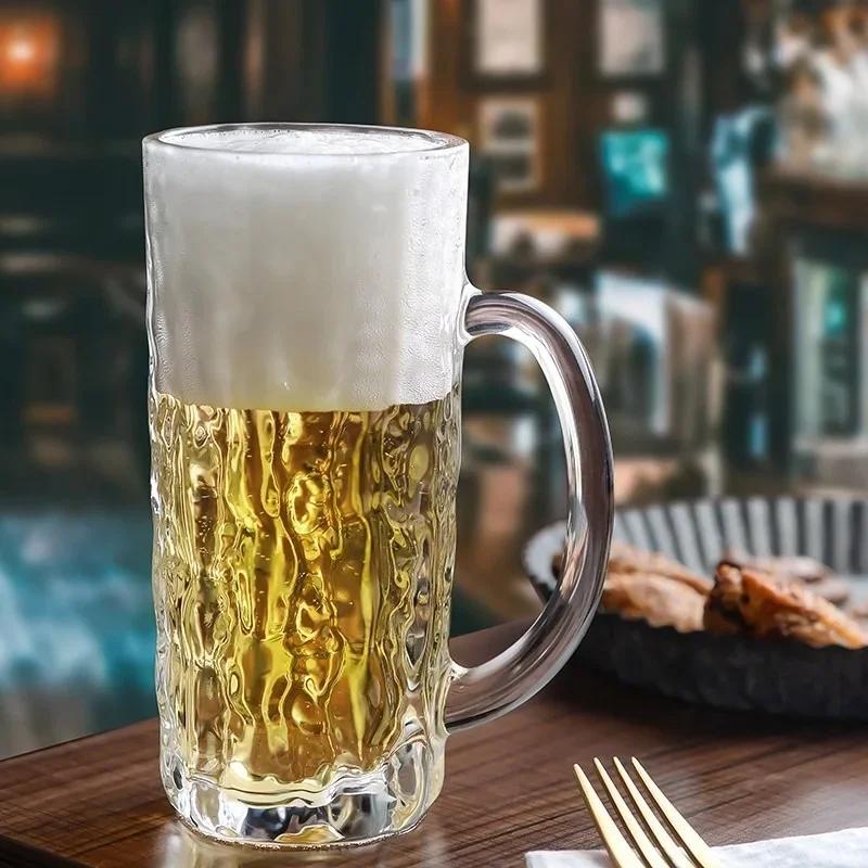 330ml/360ml Sklenice na víno s vlnitou texturou Sklenice s velkým objemem Křišťálové sklenice na pivo s uchem Šálek na čaj Bar Klub Party Sklenice na pivo