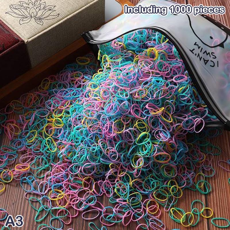 1000 Pieces Candy Color Children'S Hair Rubber Bands Kids Disposable Color Hair Band For Baby Girls No Hair Damage Headwear