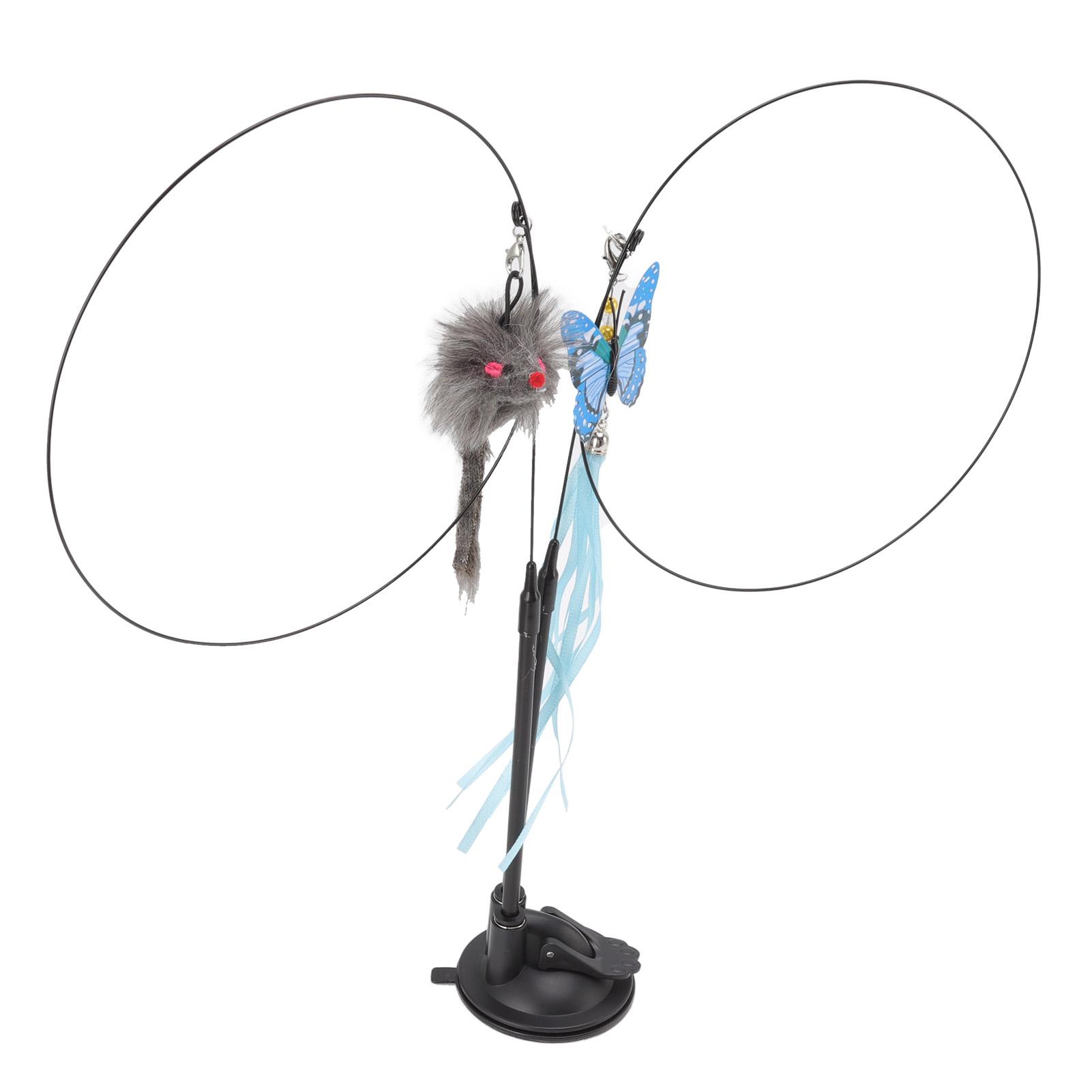 

Игрушка-палочка для кошек с присоской и перьями, двухконечная съемная стальная проволока, интерактивная игрушка-дразнилка для кошек