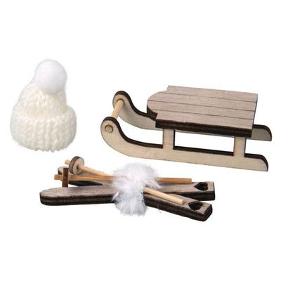 Christmas and Winter Decoration - Sledge, Skis, Wooden Hat