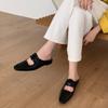 Retro Square Head Slope Heel Silver Bag Head Half Slippers Women'S Outer Wear Spring And Summer Thick Heel One Pedal