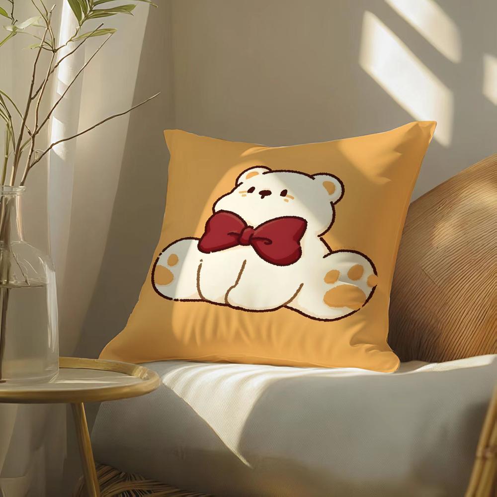Cute Cartoon Animal Companion Patterns Pillow Case Double-Sided Plush Sofa Cushion Covers Organic Breathable Invisible Zipper