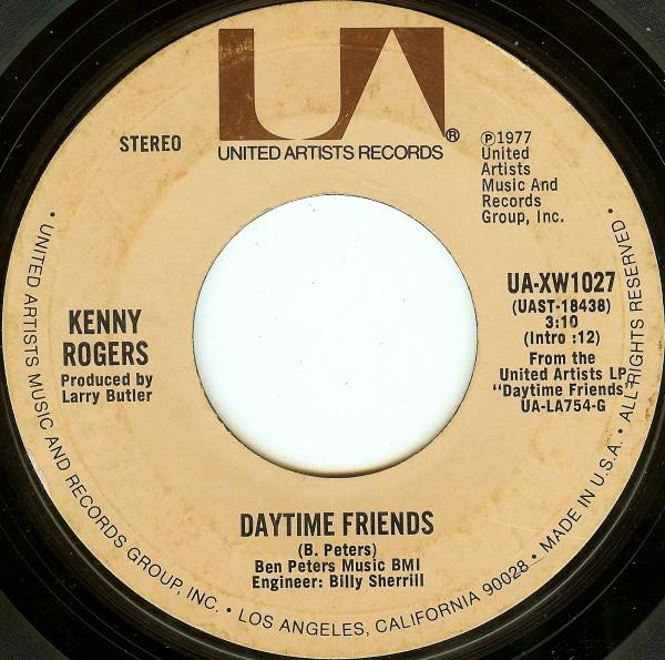 

7inch Record KENNY ROGERS Daytime Friends UAXW1027 United Artists 1977 US World Music Used