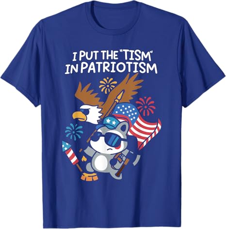 

I Put The Tism in Patriotism Athletic Eagle TShirt Usa American Flag Patriotic Saying Tee Short Sleeve Blouses Streetwear Tops S