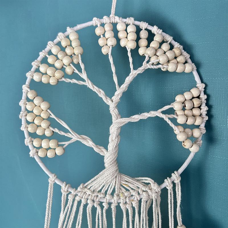 Tree of Life Dream Catcher with Beads Macrame Wall Hanging Large Dreamcatcher Woven Boho Home Decor Bedroom Decoration Gift