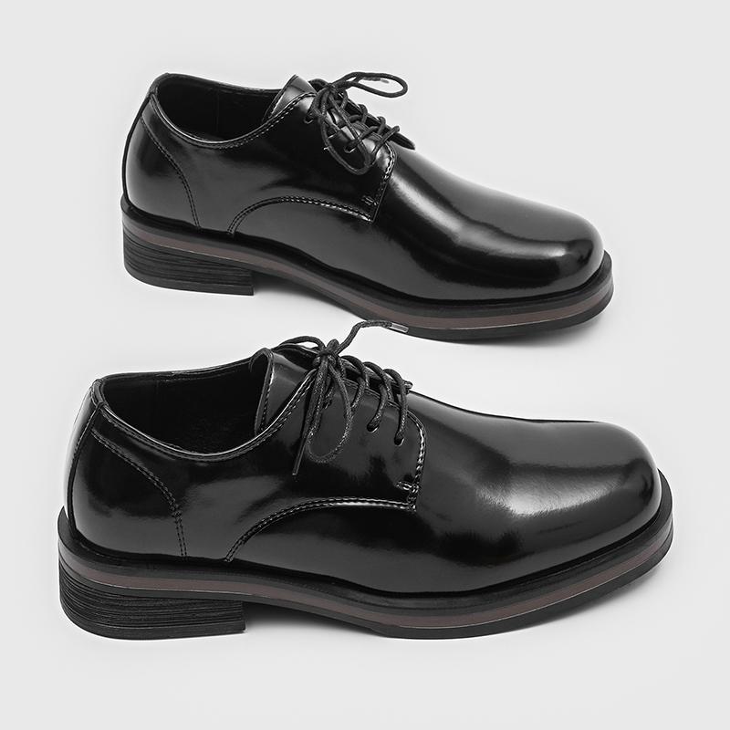 Leather Men Office Shoes Lace-Up Oxfords Classic Business Men Dress Shoes Black Handmade Thick Sole Fashion Formal Wedding Shoes