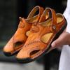 Men's Fashion Casual Shoes Genuine Leather Sandals Outdoor Flat Shoes Beach Sandals Breathable Loafers Plus Size 38-48
