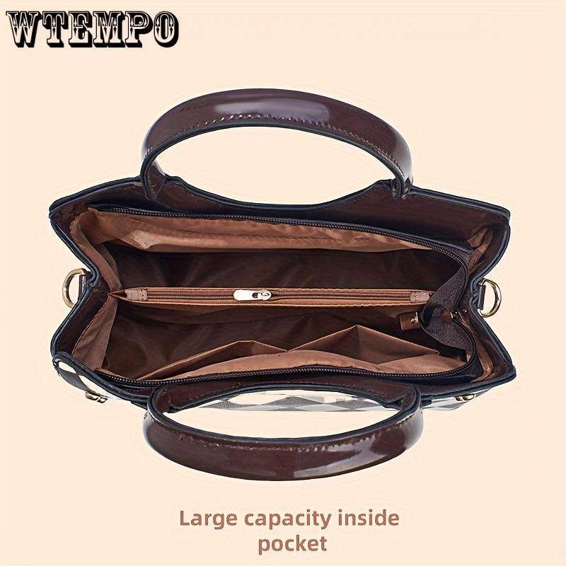 Geantă tote-mamă strălucitoare cu volum mare, elegantă, cu imprimeu de crocodil