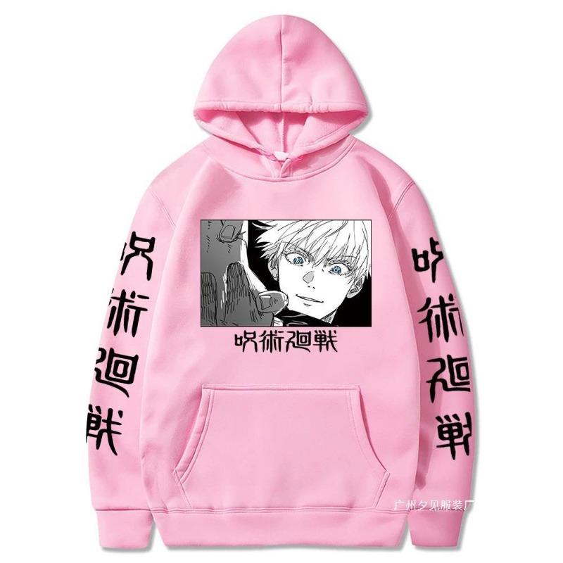 Japanese Anime Jujutsu Kaisen Gojo Satoru Printed Men Hood Men Hoodies Fashion Letter Printed Graphic Sweatshirts Loose Casual