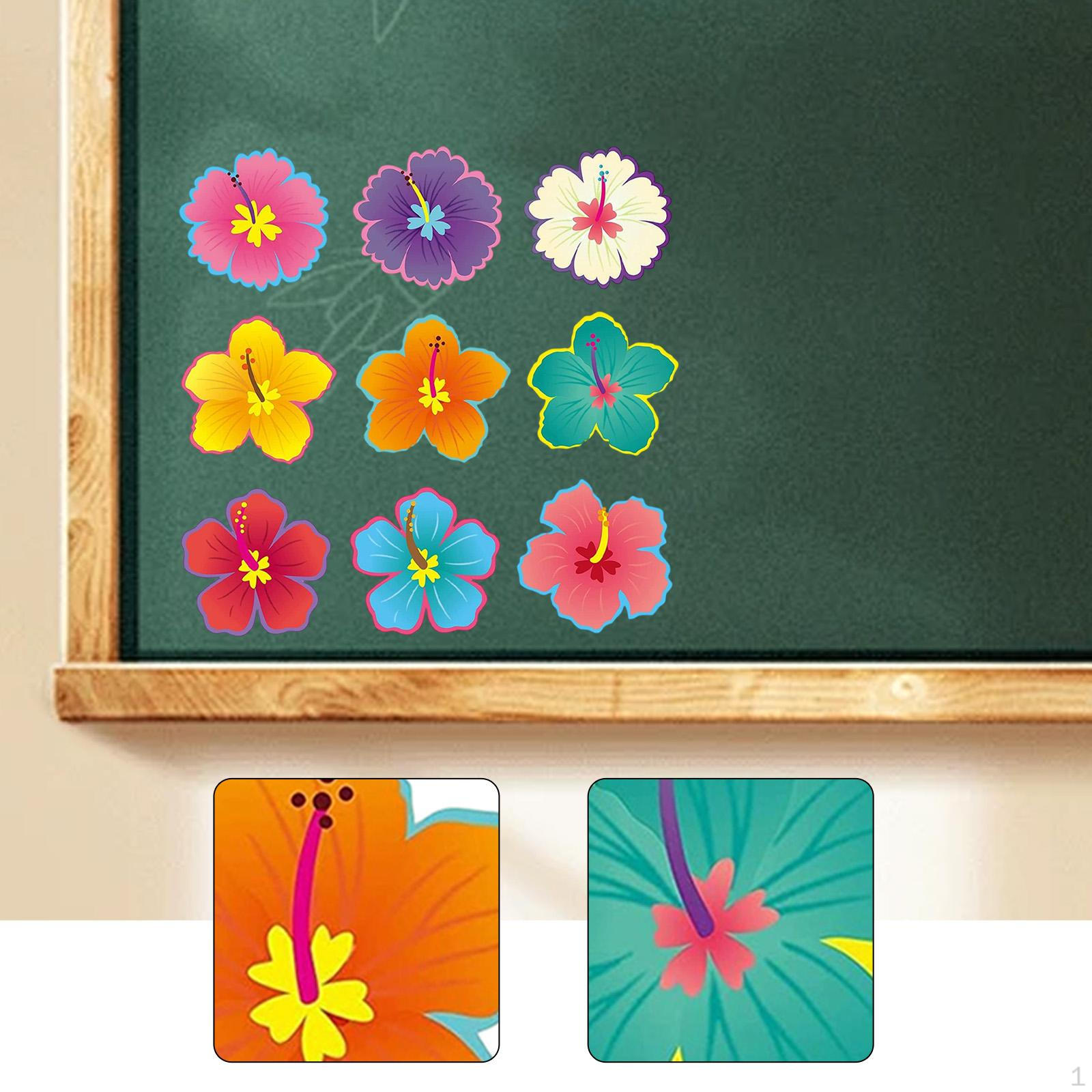 

45 Pieces Luau Flower Cutouts ,Bulletin Board Decorations Set, Tropical Classroom Wall Art for