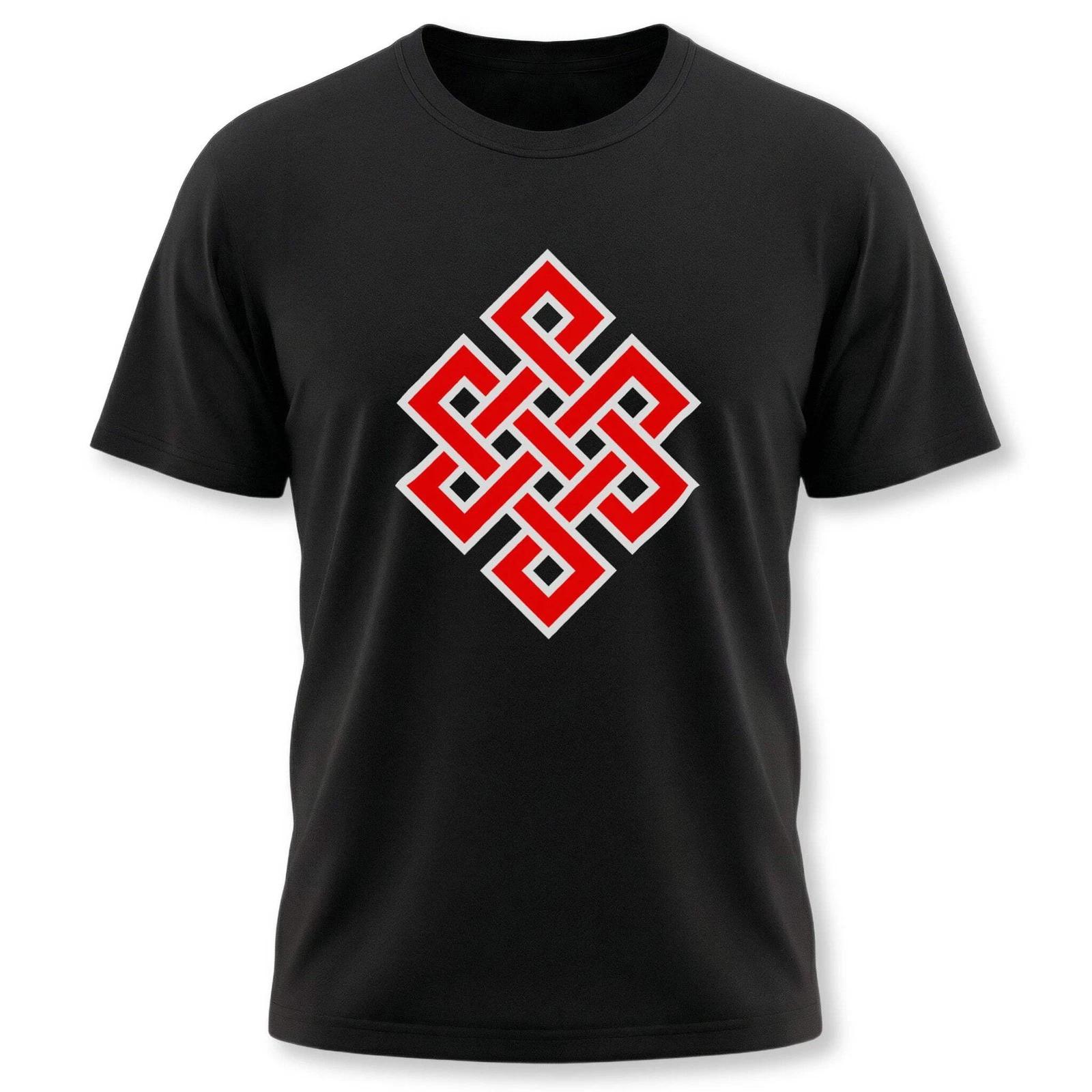 Endless Knot T-Shirt | Buddhist Eternal Symbol Red Graphic Unisex Tee Shirt XL