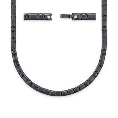 Hachi Germanium Black Magnetic Necklace with Cross 55cm Men's Necklace, Titanium, Hematite, Anti-Static, Design,