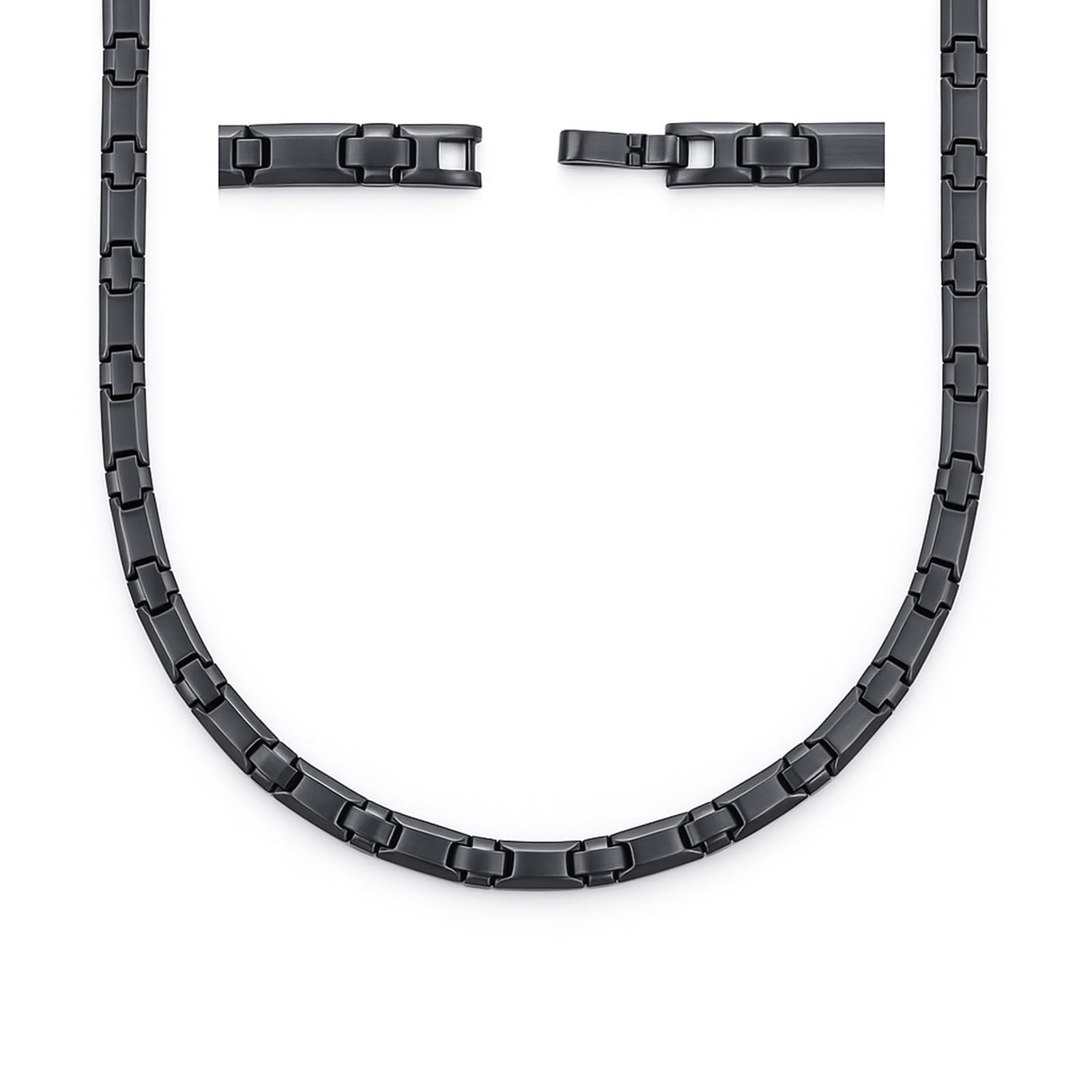 

Мужское германиевое ожерелье Hachi, черный титан, магнитное ожерелье с гематитом, антистатическое, дизайн с крестом, 55 см