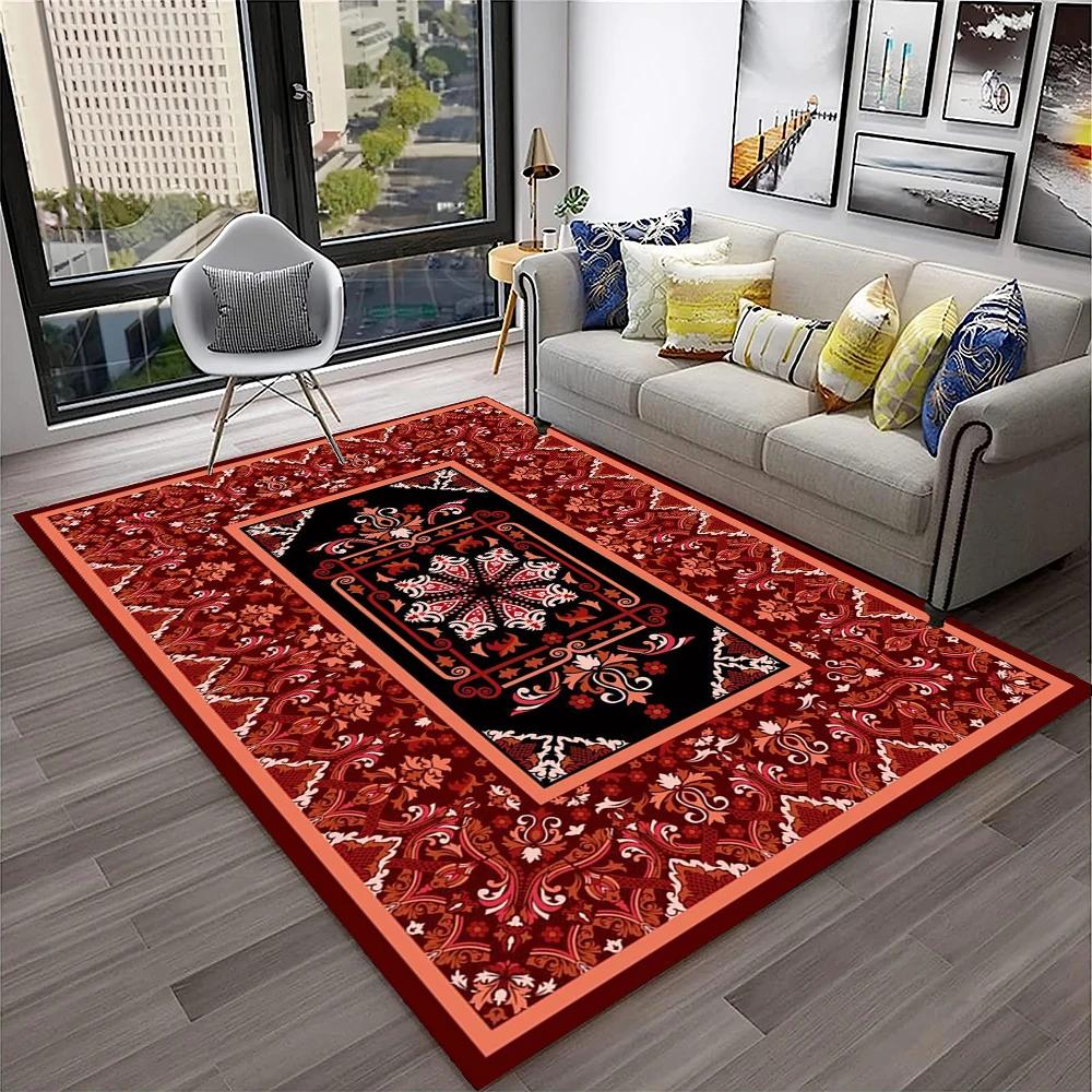 Persian Turkey Bohemian Flower Carpet Rug for Home Living Room Bedroom Sofa Doormat Kitchen Decor,Area Rug Non-slip Floor Mat