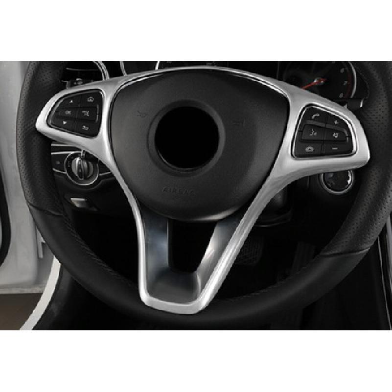 Matte Silver Cover Trim For Benz C-Class W205 Steering Wheel Border Strip 15-18