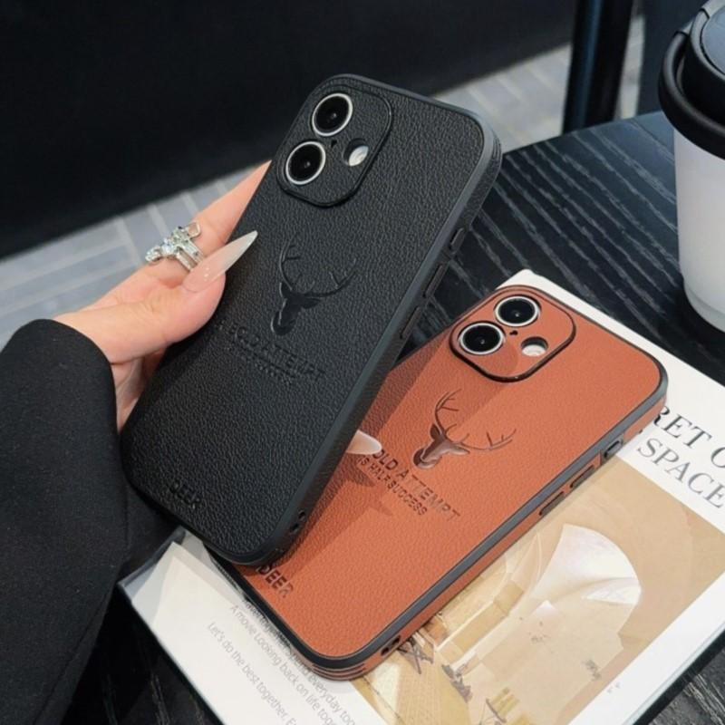 Biznesowe Skórzane Etui Wzór Jelonka Dla Dla Iphone 17 Air 16 1 14 13 12 11 Pro Max Plus X XR Ochrona Obiektywu Odporne na Wstrząsy Pokrowiec