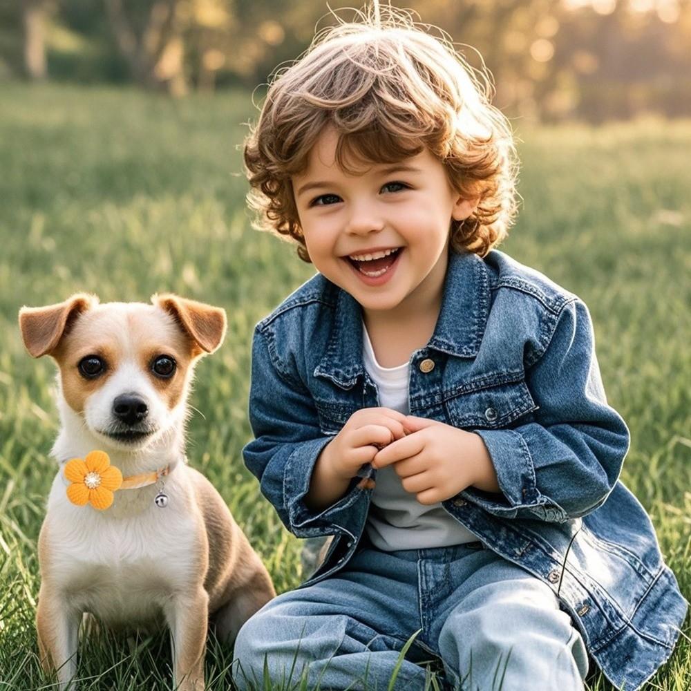 Adjustable 3D Flower Dog Collar Nylon Quick Release Puppy Collar Rhinestone with Bell Floral Pet Collar Outdoor Walking