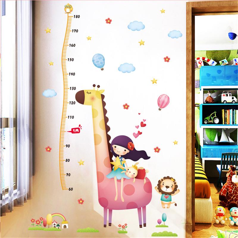 Girl Giraffe Height Measuring Ruler Wall Sticker Wall Decor TV Background Bedroom Decoration