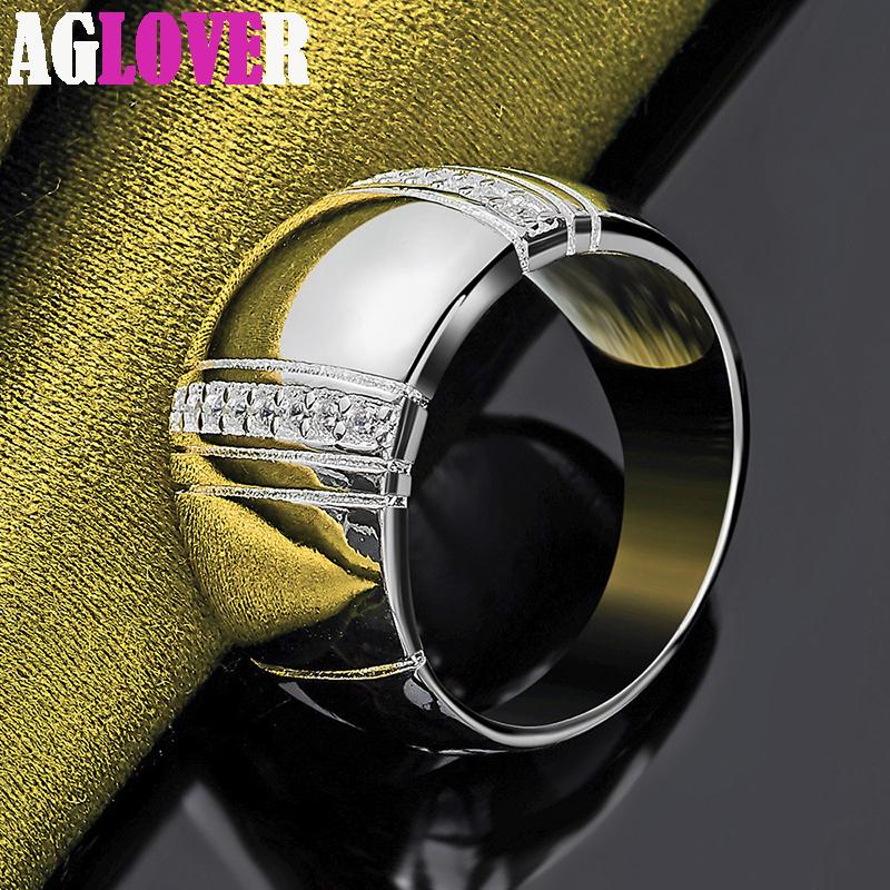 925 Sterling Silver Big Smooth AAA Zircon Ring Jewelry