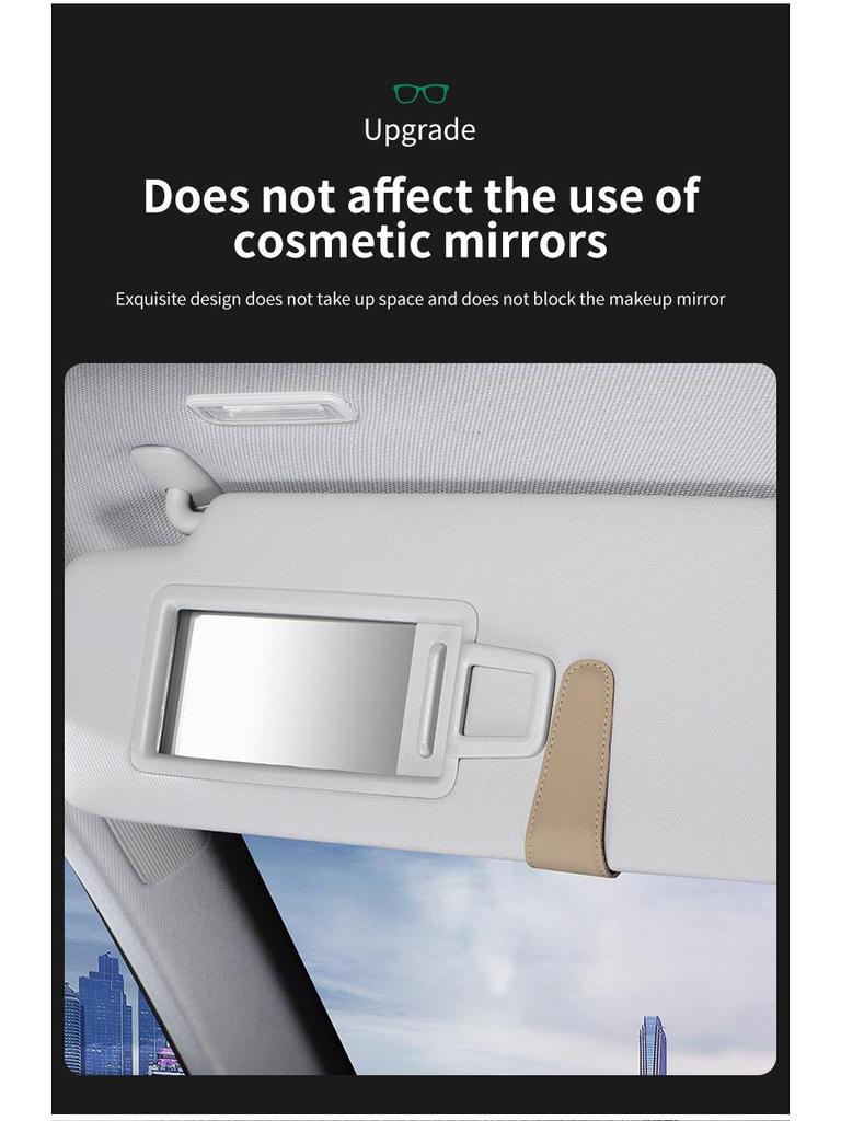 Leather Car Sun Visor Sunglasses & Card Holder with Coin Clip