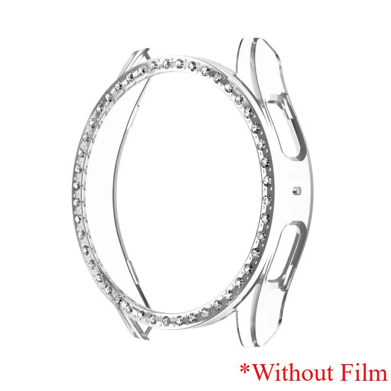 Glass+Diamond Case for Samsung Galaxy Watch 7 40 44mm Accessories Bling PC Bumper+Screen Protector for Galaxy Watch 7 Cover Case