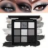 Smoky Eyeshadow Palette 9 Färger Mörkgrå Smokey Makeup Palette Matt Shimmer Glitter High Pigmented Eye Shadow för Halloween Music Festival