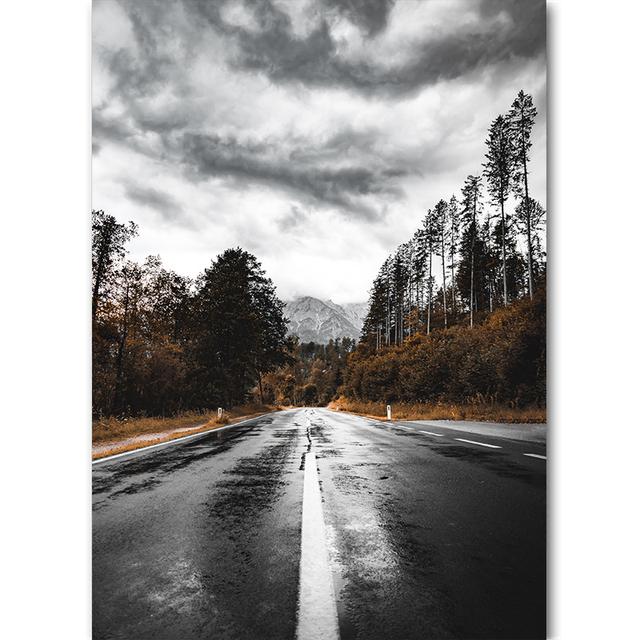 Vertical Board Beautiful Forest Scenery Modern Photo Painting Highway Winding Lines Wall Stickers HD Printing Art Decoration