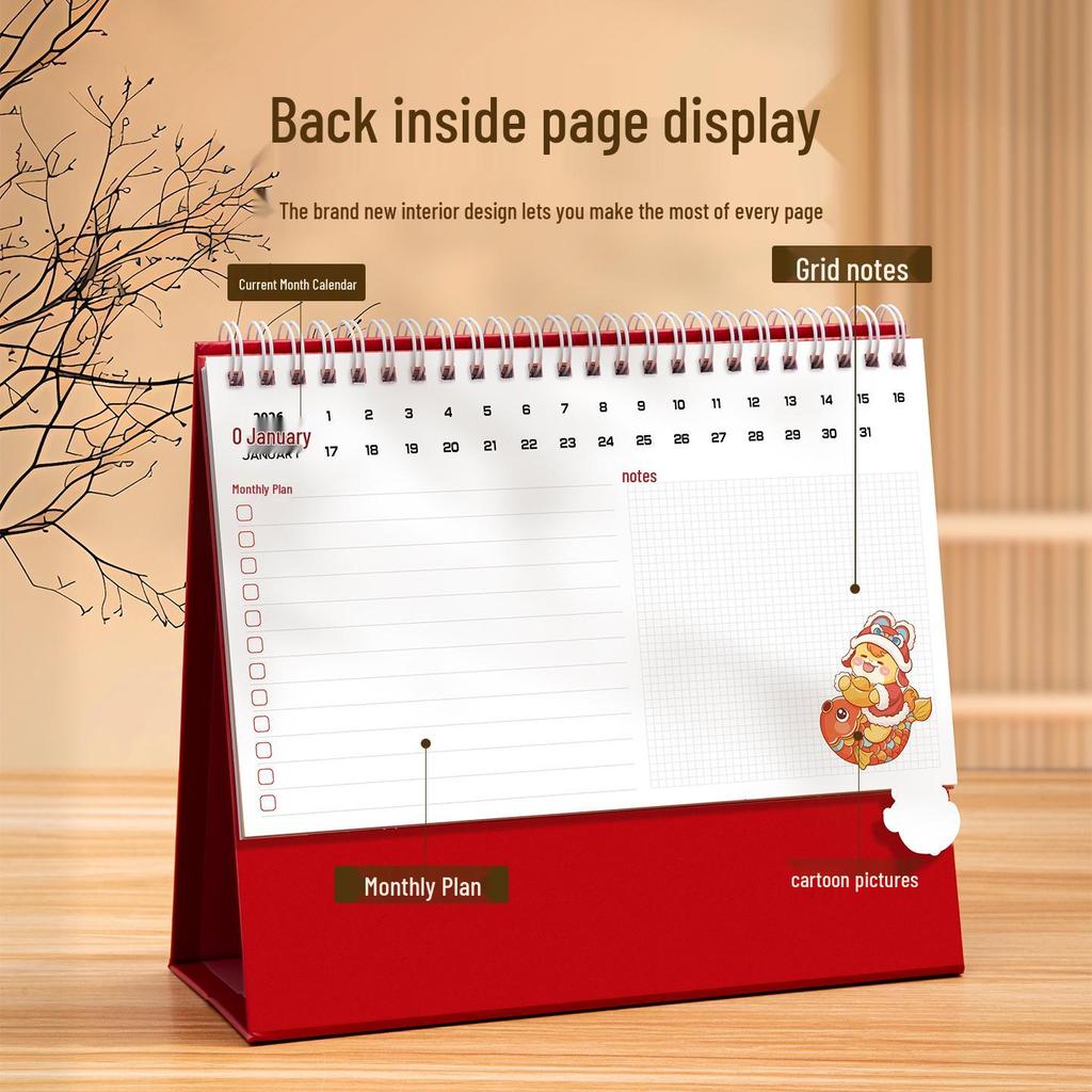 2026 Year of the Horse Cute Cartoon Desk Calendar - Simple Monthly Ins-Style Office Desktop Ornament