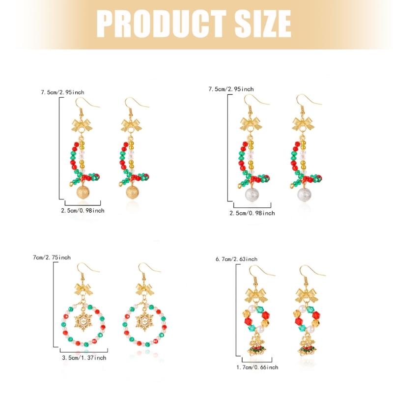 Festive Holiday Dangle Earrings With Floral Bead Accents Nickel Free Alloy Lightweight Elegant Design