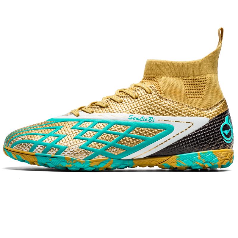 

Мужские высокие эластичные носки футбольные бутсы резиновая мягкая подошва с короткими гвоздями искусственный газон кожа подростковые детские футбольные бутсы 46 золотой