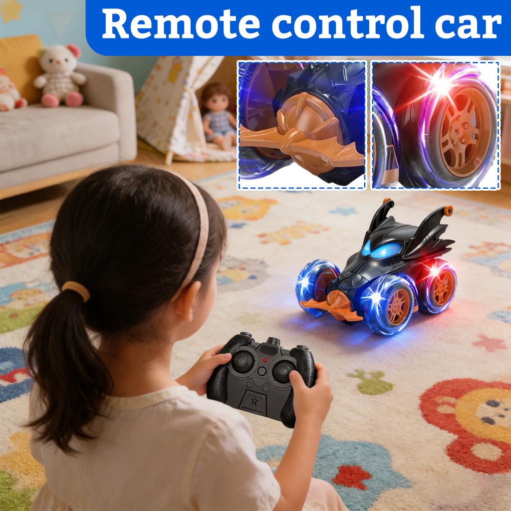 Remote Control Car Toys For Girl - 360° Rotating RC Stunt Cars 4 Remote Cars For Kids, 2.4GHz Toy Car With LED Lights,
