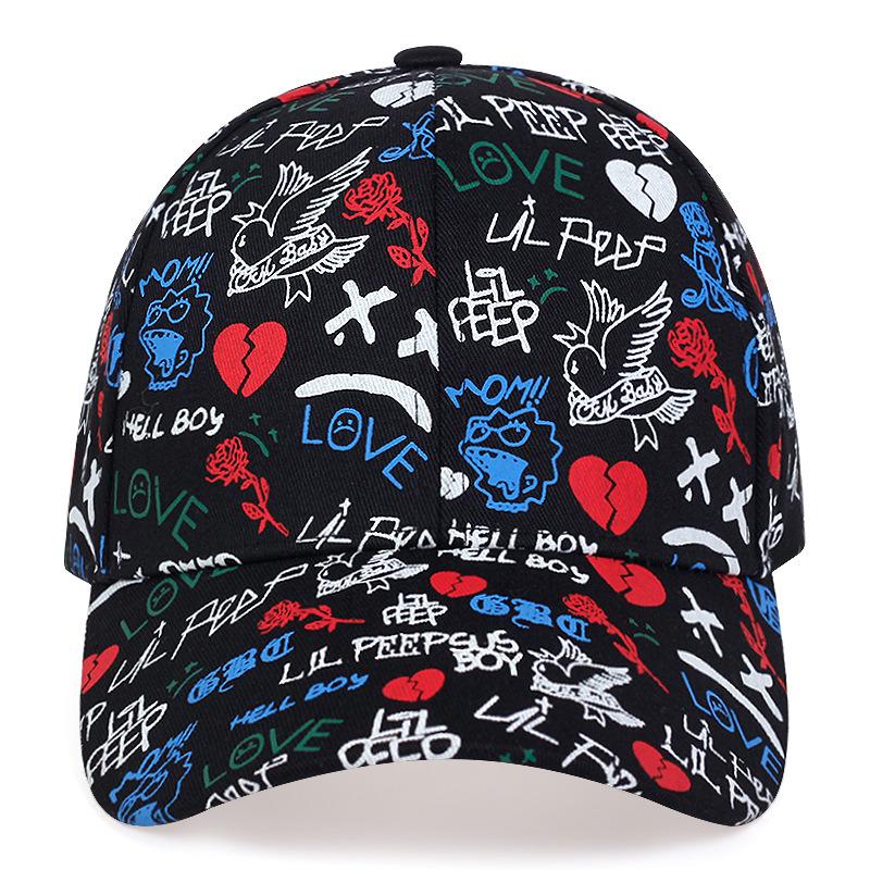 Unisex Personality Graffiti Print Adjustable Hip Hop Baseball Hat Golf Caps Spring Autumn Outdoor Leisure Hats Travel Accessories for Women Men