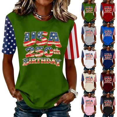 Women's Fashionable Casual Short Sleeve Print Round Neck Pullover Top