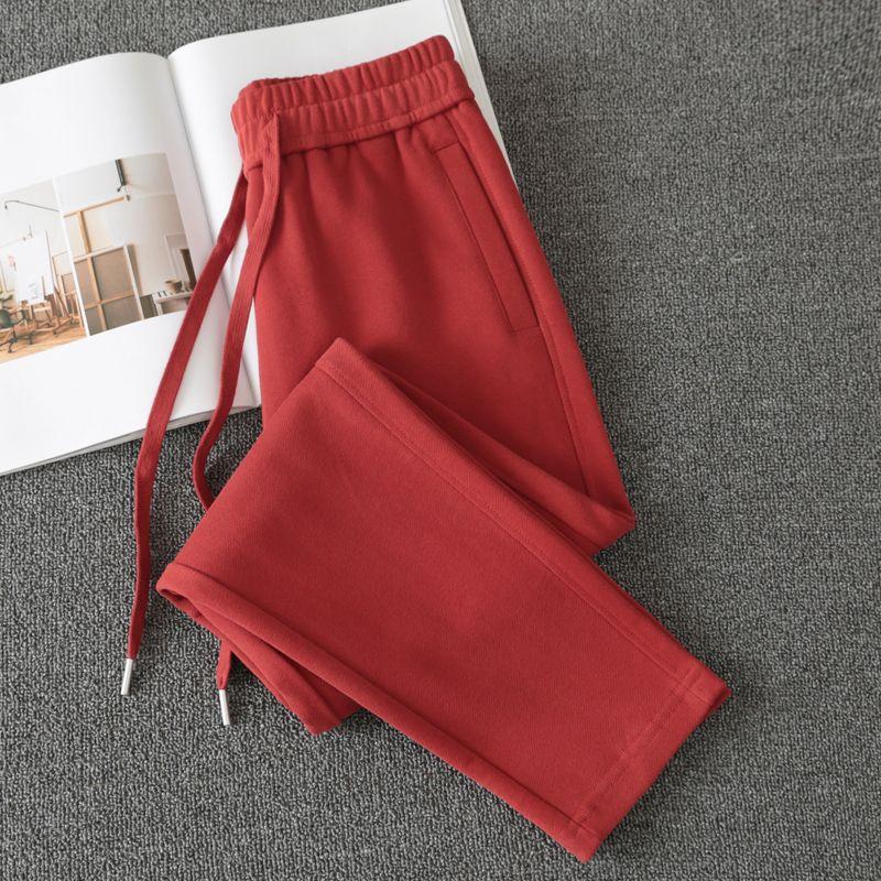 

Женские хлопковые прямые спортивные штаны для весны и осени, для отдыха, бестселлер Brick Red M
