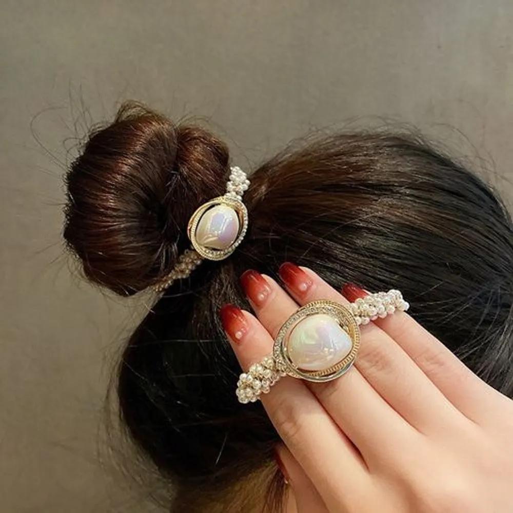 Crystal pearl RETRO retro hair tie mess ponytail