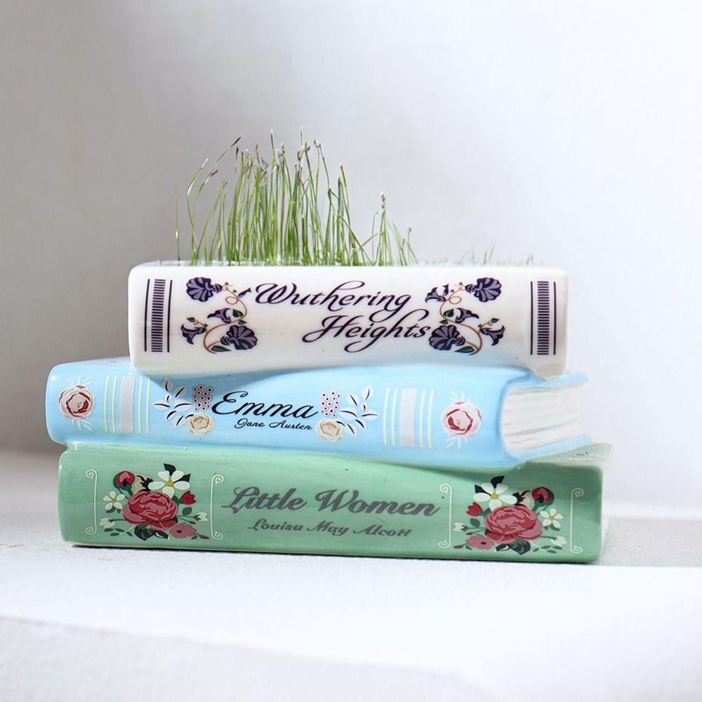Elegant Ceramic Book Vase Unique Flower Pot Holder Multi-purpose Simulation Succulent vase  Study