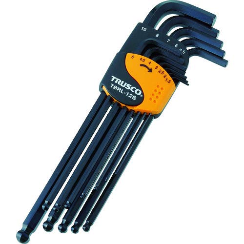 

TRUSCO Ball Point Hex Wrench Set Long Type 12 Pieces 6S TBRL-12S × [Case Sold]
