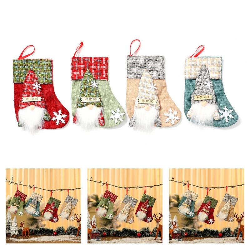 4 Pcs Lovely Christmas Hanging Socks Christmas Stockings Candy Gift Bag Christmas Decorations For Home Office Party