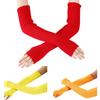 Fingerless Women Long Gloves Solid Color Mitten Knitted Winter Wrist Arm Warmer