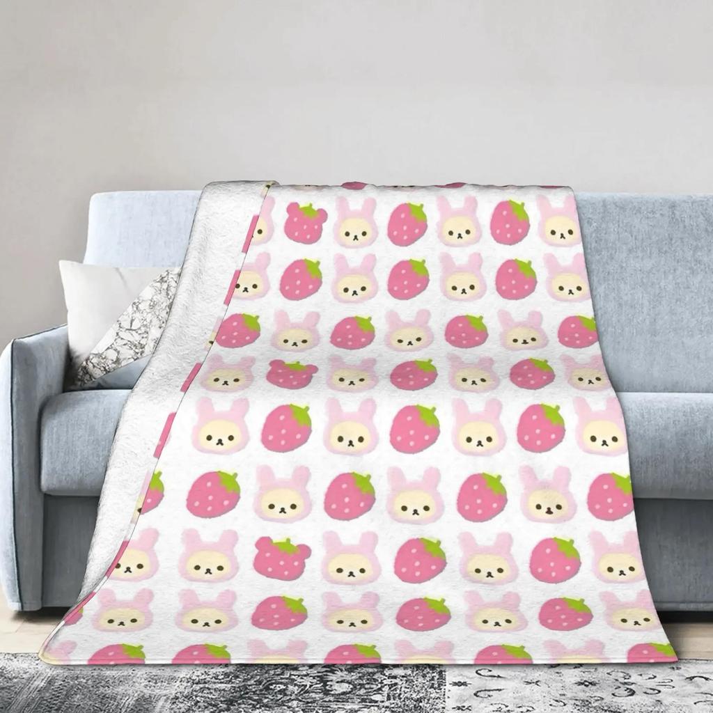 Rilakkuma Leichte Überwurfdecke Weiche Cartoon Flanell Atmungsaktives Design für Zuhause und Outdoor
