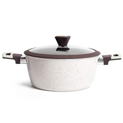 WANGYUANJI 24cm Hluboký hrnec s indukční stolní nádobou se skleněným hlubokým kari plynem snadný na dokonalý pro a multifunkční rukojeť, kompatibilní, poklice, hrnec,