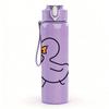 1PC Simple White Duck Line Drawing 750ml Color Plastic Sports Water Bottle Leakproof Flip Straw Lid Suitable for Sports Office Home Use