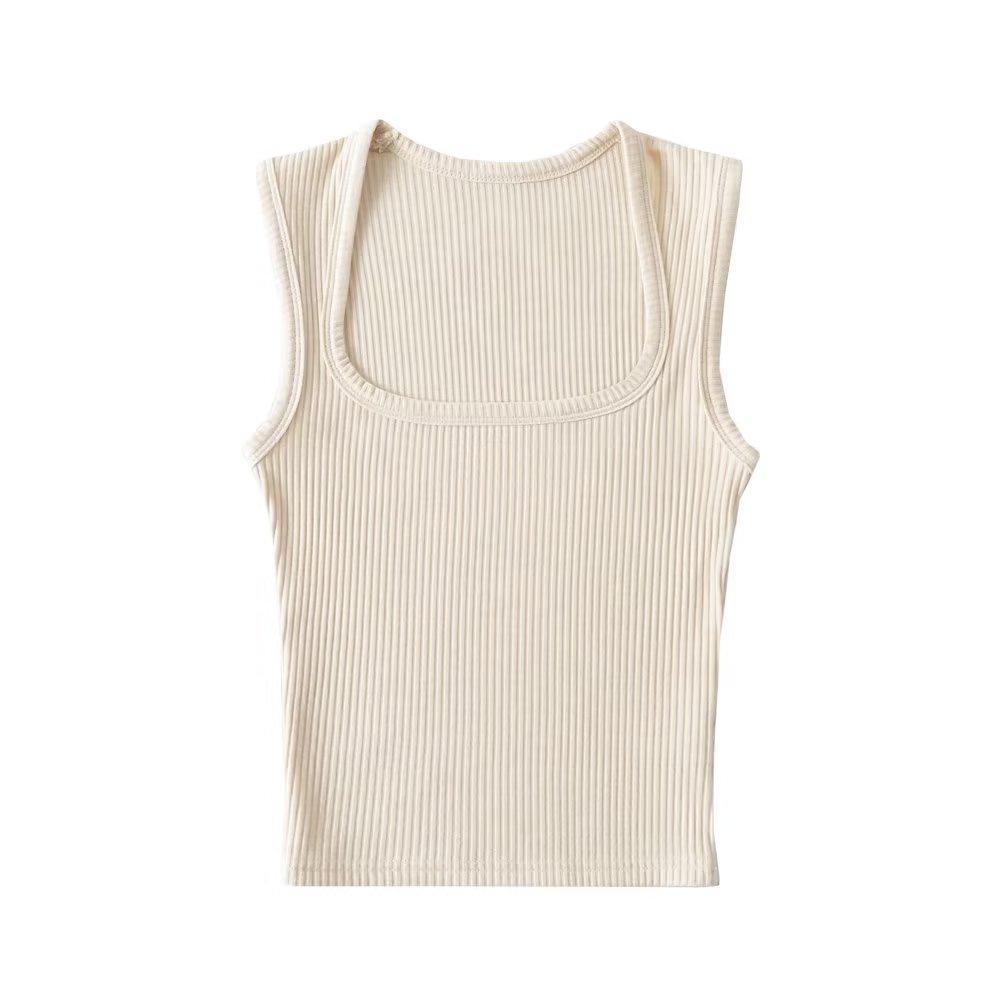 Trendy Retro Square Neck Slim Sleeveless Women's Top