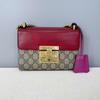 [Pre-Owned] Padlock Metal Lock Logo Chain Canvas Leather Bag - Excellent #4QPCU9