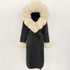 OFTBUY Autumn Winter Women Coat Real Natural Fox Fur Collar Hooded Double-faced Woolen Blends Jacket Thick Warm Casual Overwears