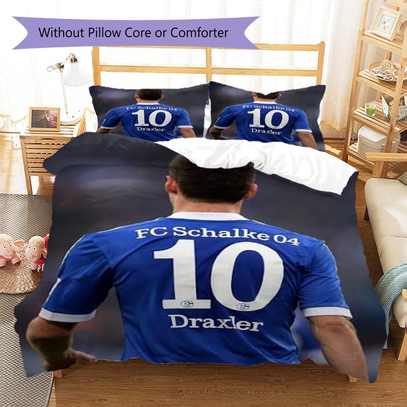 Draxler FC Schalke 04 Nr. 10 3-teiliges Bettwäsche-Set Bettbezug mit 2 Kissenbezügen, Fußballspieler Rückendruck Bettbezug für Fans